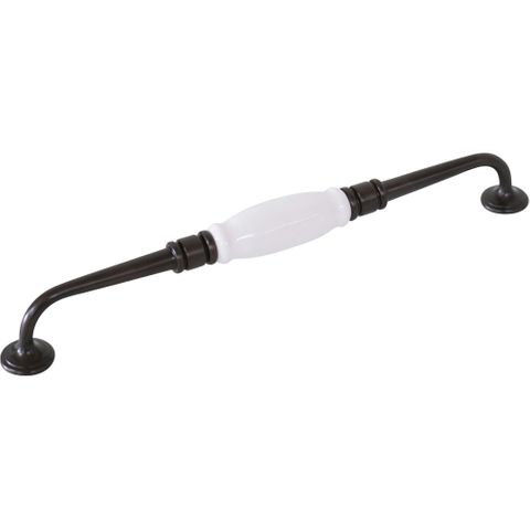 Tradco TRA21036 Cabinet Pull Handle White Porcelain Antique Brass