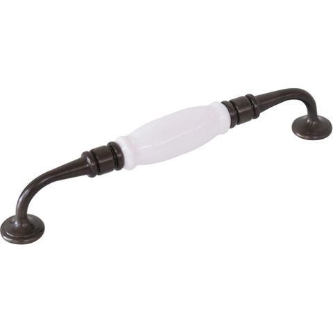 Tradco TRA21037 Cabinet Pull Handle White Porcelain Antique Brass