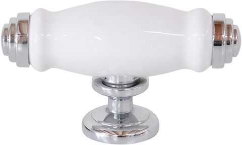 TRADCO CABINET PULL HANDLE WHITE PORCELAIN CHROME PLATED
