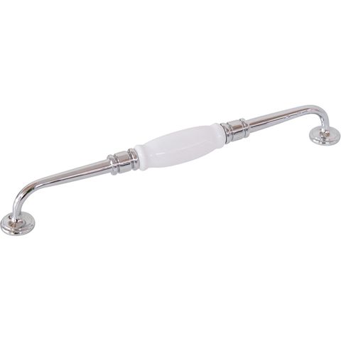 TRADCO CABINET PULL HANDLE WHITE PORCELAIN CHROME PLATED