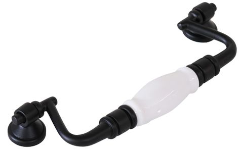 TRADCO CABINET PULL HANDLE WHITE PORCELAIN DROP PULL MB