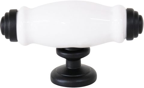 TRADCO CABINET PULL HANDLE WHITE PORCELAIN MATT BLACK