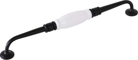 TRADCO CABINET PULL HANDLE WHITE PORCELAIN MATT BLACK