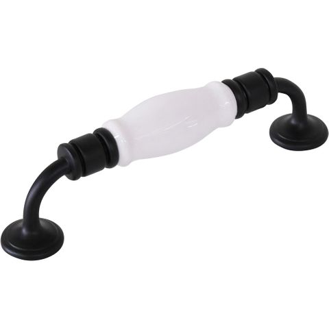 Tradco TRA21056 Cabinet Pull Handle White Porcelain Matt Black