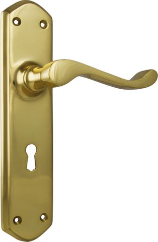 TRADCO DOOR LEVER WINDSOR LOCK PAIR UNLACQUERED PB