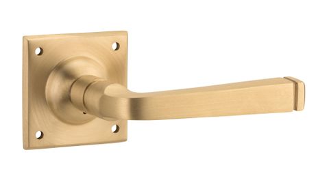 TRADCO DOOR LEVER MENTON SQUARE ROSE PAIR UNLACQUERED SB