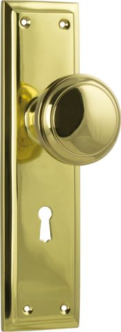 TRADCO DOOR KNOB MILTON LOCK PAIR UNLACQUERED POLISHED BRASS