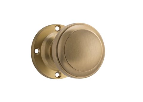 TRADCO DOOR KNOB MILTON ROUND ROSE PAIR UNLACQUERED SB