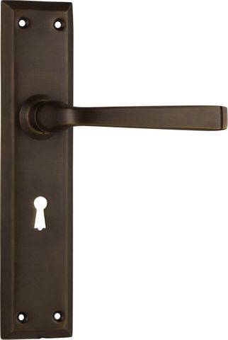 TRADCO DOOR LEVER MENTON LOCK PAIR ANTIQUE BRASS