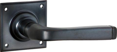 TRADCO DOOR LEVER MENTON SQUARE ROSE PAIR ANTIQUE COPPER