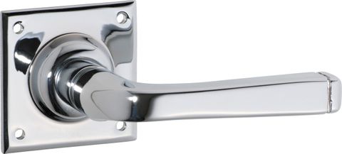 TRADCO DOOR LEVER MENTON SQUARE ROSE PAIR CHROME PLATED