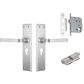 Tradco TRA0687 Door Lever Menton Latch Pair Satin Chrome