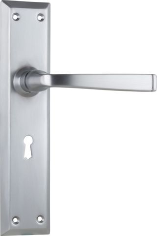 TRADCO DOOR LEVER MENTON LOCK PAIR SATIN CHROME