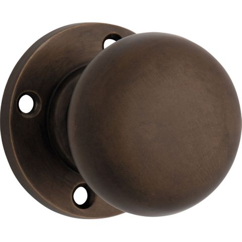 Tradco TRA0695 Door Knob Retro Fit Round Rose Pair Antique Brass