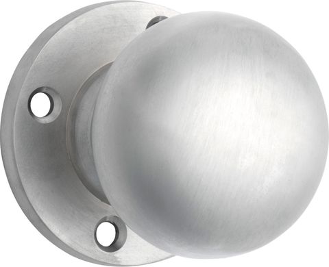 TRADCO DOOR KNOB RETRO FIT ROUND ROSE PAIR SATIN CHROME