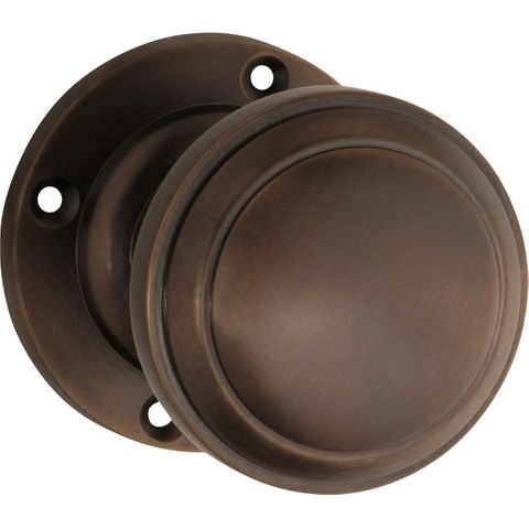 Tradco TRA0727 Door Knob Milton Round Rose Pair Antique Brass