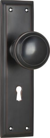 TRADCO DOOR KNOB MILTON LOCK PAIR ANTIQUE COPPER