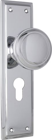 TRADCO DOOR KNOB MILTON EURO PAIR CHROME PLATED