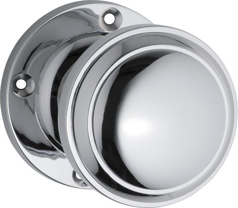 TRADCO DOOR KNOB MILTON ROUND ROSE PAIR CHROME PLATED