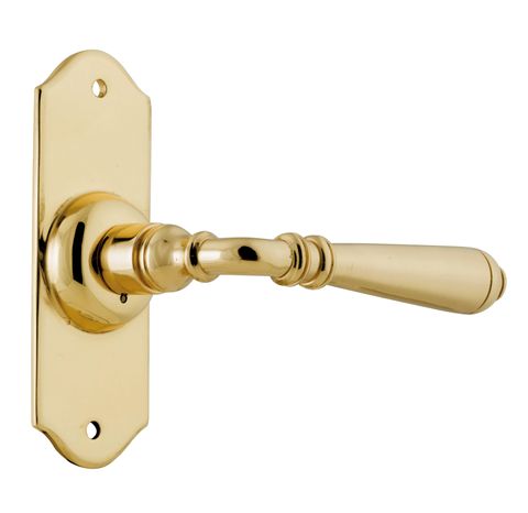 TRADCO DOOR LEVER REIMS LATCH PAIR POLISHED BRASS