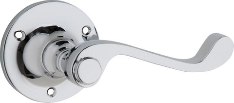 TRADCO DOOR LEVER MILTON ROUND ROSE PAIR CHROME PLATED