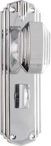 TRADCO DOOR KNOB NAPIER ART DECO PRIVACY PAIR CHROME PLATED