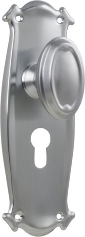 TRADCO DOOR KNOB BUNGALOW EURO PAIR SATIN CHROME