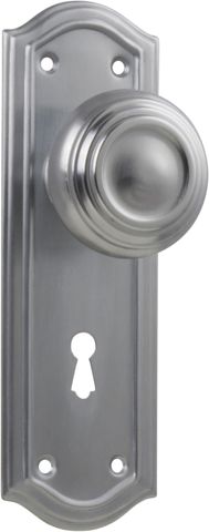 TRADCO DOOR KNOB KENSINGTON LOCK PAIR SATIN CHROME