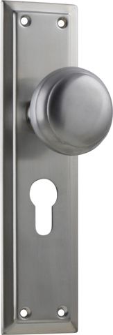 TRADCO DOOR KNOB RICHMOND EURO PAIR SATIN CHROME