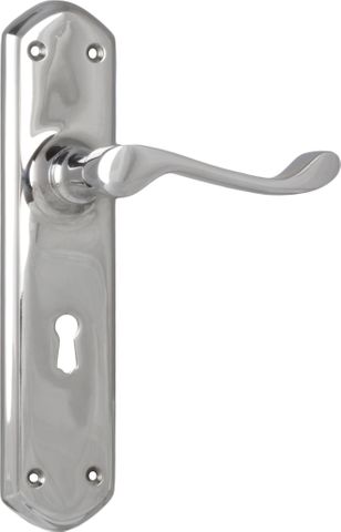 TRADCO DOOR LEVER WINDSOR LOCK PAIR CHROME PLATED