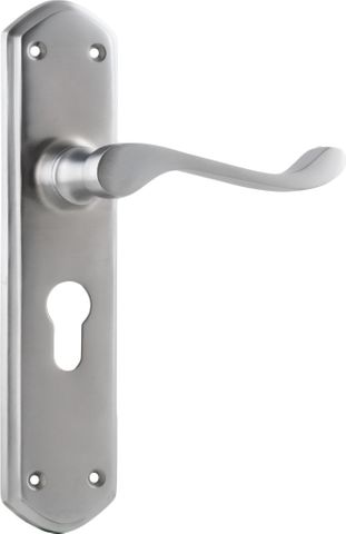 TRADCO DOOR LEVER WINDSOR EURO PAIR SATIN CHROME