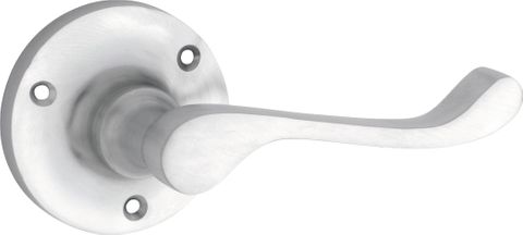 TRADCO DOOR LEVER VICTORIAN ROUND ROSE PAIR SATIN CHROME