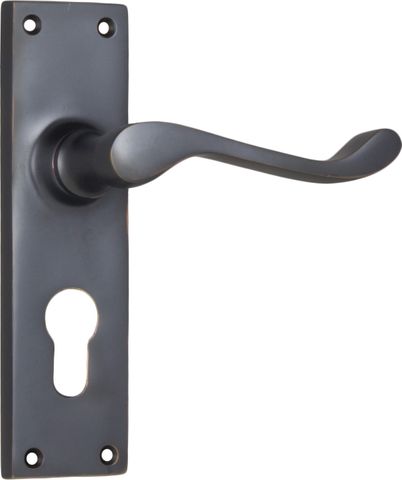 TRADCO DOOR LEVER VICTORIAN EURO PAIR ANTIQUE COPPER