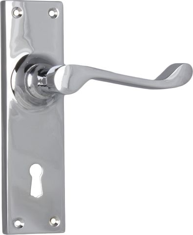 TRADCO DOOR LEVER VICTORIAN LOCK PAIR CHROME PLATED