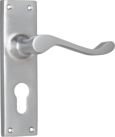 TRADCO DOOR LEVER VICTORIAN EURO PAIR SATIN CHROME