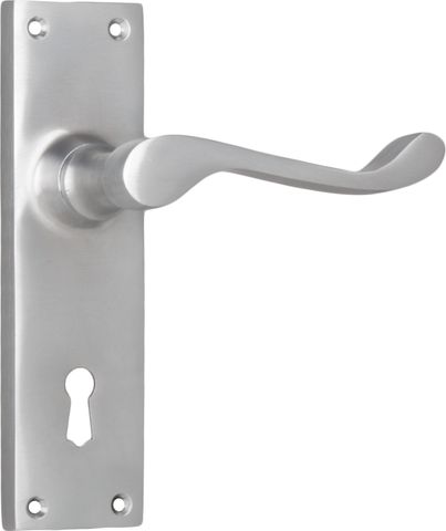 TRADCO DOOR LEVER VICTORIAN LOCK PAIR SATIN CHROME