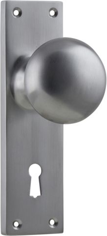 TRADCO DOOR KNOB VICTORIAN LOCK PAIR SATIN CHROME