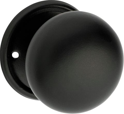 TRADCO DOOR KNOB PLAIN ROUND ROSE PAIR MATT BLACK