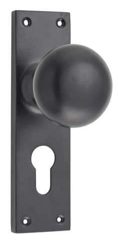 TRADCO DOOR KNOB VICTORIAN EURO PAIR MATT BLACK