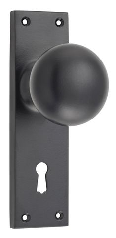 TRADCO DOOR KNOB VICTORIAN LOCK PAIR MATT BLACK