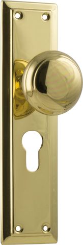 TRADCO DOOR KNOB RICHMOND EURO PAIR POLISHED BRASS