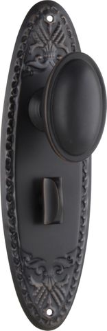 TRADCO DOOR KNOB FITZROY PRIVACY PAIR ANTIQUE COPPER