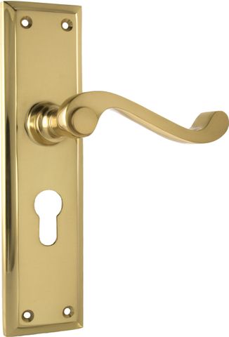 TRADCO DOOR LEVER MILTON EURO PAIR POLISHED BRASS