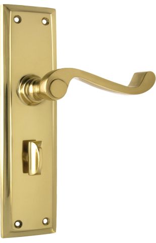 Tradco TRA1004P Door Lever Milton Privacy Pair Polished Brass