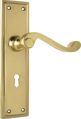TRADCO DOOR LEVER MILTON LOCK PAIR POLISHED BRASS