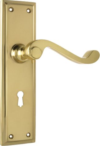 Tradco TRA1005 Door Lever Milton Lock Pair Polished Brass