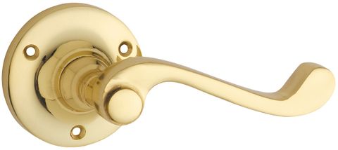 TRADCO DOOR LEVER MILTON ROUND ROSE PAIR POLISHED BRASS