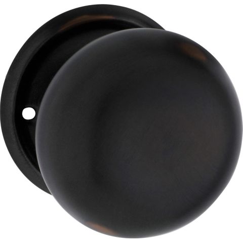 Tradco TRA1011 Door Knob Plain Round Rose Pair Antique Copper