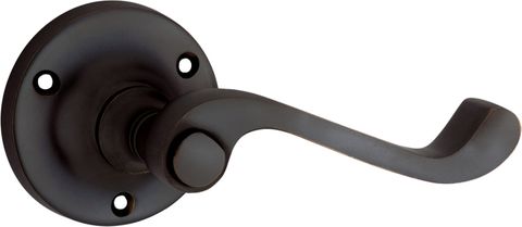 TRADCO DOOR LEVER MILTON ROUND ROSE PAIR ANTIQUE COPPER