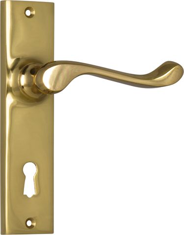TRADCO DOOR LEVER FREMANTLE LOCK PAIR POLISHED BRASS